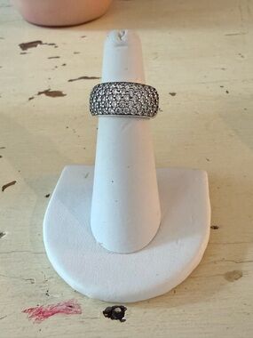 Crystal Pavé Dome Ring in Silver Tone